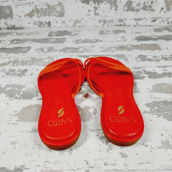 New Sarto By Franco Sarto Women's Red Leather Gwyneth Slide Flat Sandals A268 - Picture 6 of 12